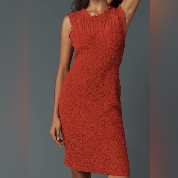 Anthropologie Ruffle-Trim Textured Mini Dress - Picture 1 of 4